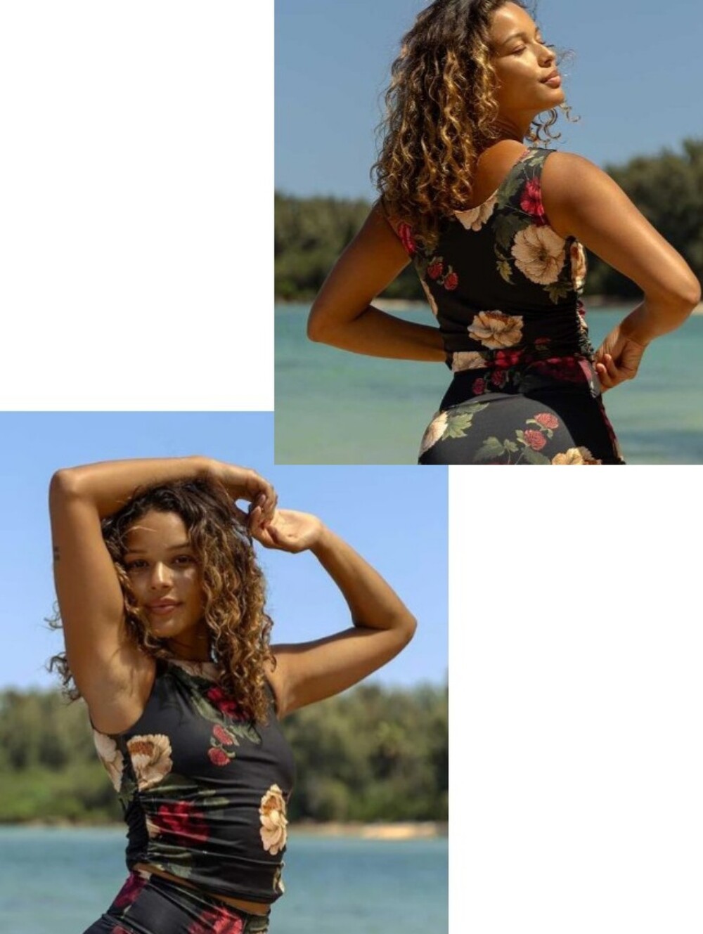 Albion Ruched Tankini Crop Top Victoria Vintage Inspired Floral - Picture 3 of 10